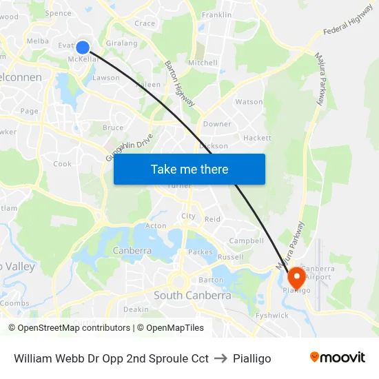 William Webb Dr Opp 2nd Sproule Cct to Pialligo map