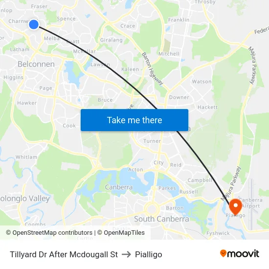 Tillyard Dr After Mcdougall St to Pialligo map