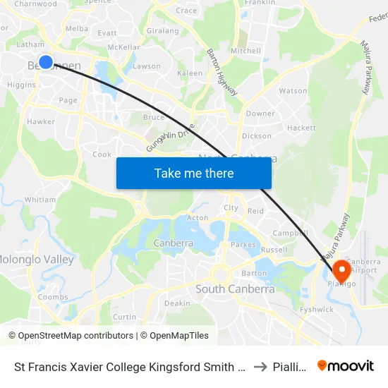 St Francis Xavier College Kingsford Smith Dr to Pialligo map