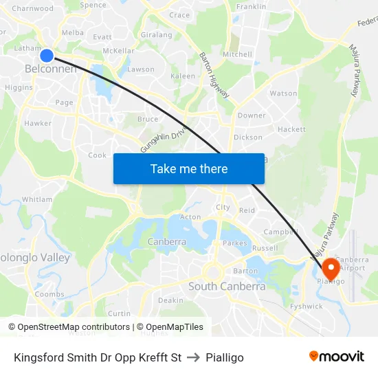 Kingsford Smith Dr Opp Krefft St to Pialligo map