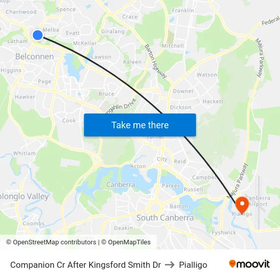 Companion Cr After Kingsford Smith Dr to Pialligo map