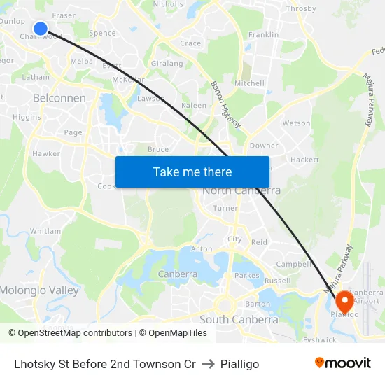 Lhotsky St Before 2nd Townson Cr to Pialligo map