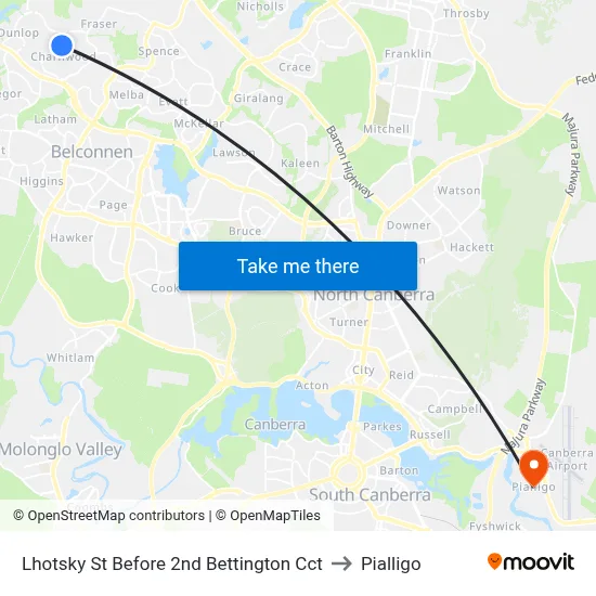 Lhotsky St Before 2nd Bettington Cct to Pialligo map