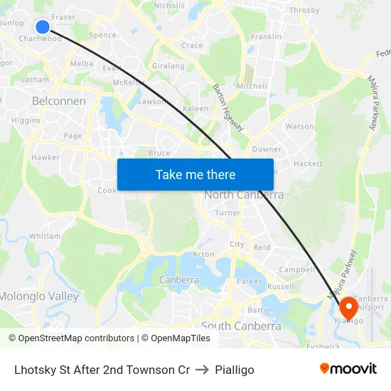 Lhotsky St After 2nd Townson Cr to Pialligo map