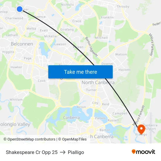Shakespeare Cr Opp 25 to Pialligo map