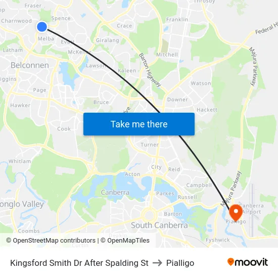 Kingsford Smith Dr After Spalding St to Pialligo map