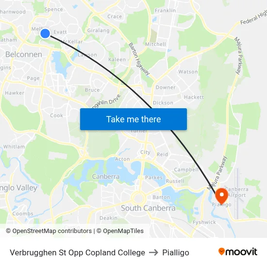 Verbrugghen St Opp Copland College to Pialligo map