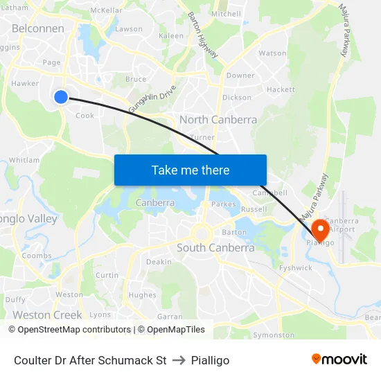 Coulter Dr After Schumack St to Pialligo map