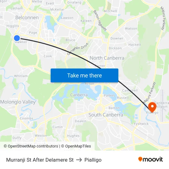 Murranji St After Delamere St to Pialligo map