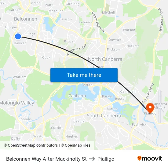 Belconnen Way After Mackinolty St to Pialligo map