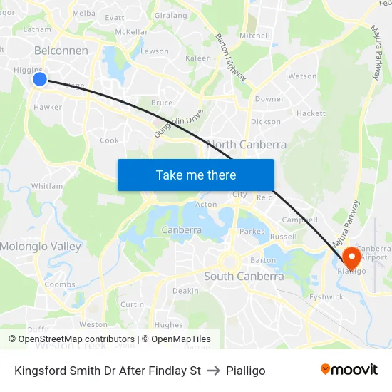 Kingsford Smith Dr After Findlay St to Pialligo map