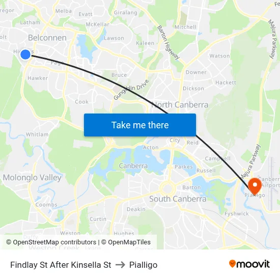 Findlay St After Kinsella St to Pialligo map