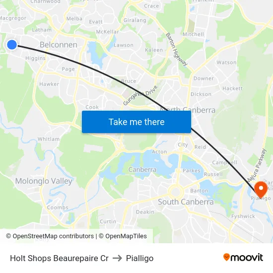 Holt Shops Beaurepaire Cr to Pialligo map