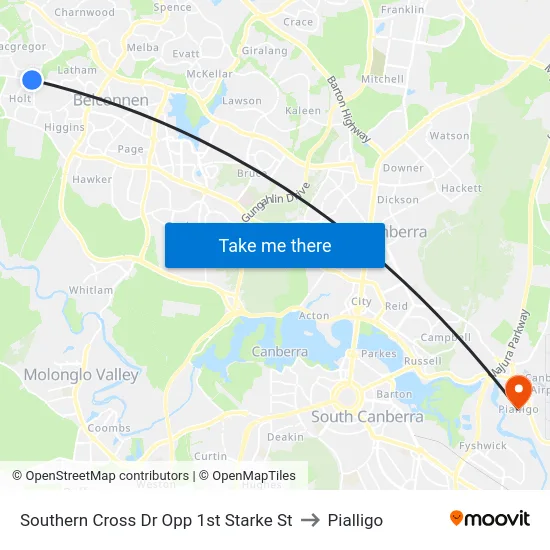 Southern Cross Dr Opp 1st Starke St to Pialligo map