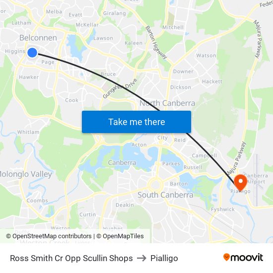 Ross Smith Cr Opp Scullin Shops to Pialligo map