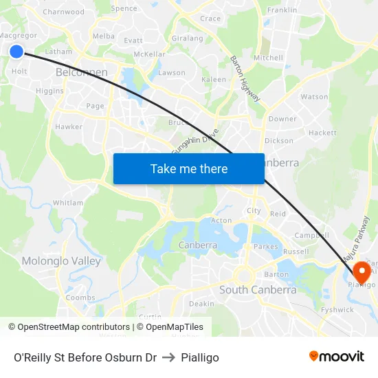 O'Reilly St Before Osburn Dr to Pialligo map