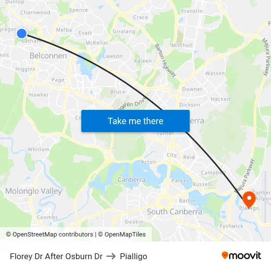 Florey Dr After Osburn Dr to Pialligo map