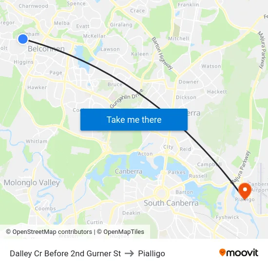 Dalley Cr Before 2nd Gurner St to Pialligo map