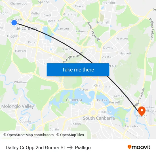 Dalley Cr Opp 2nd Gurner St to Pialligo map
