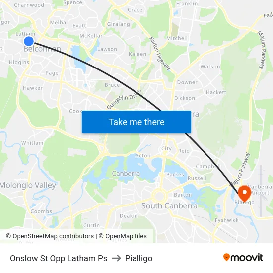 Onslow St Opp Latham Ps to Pialligo map