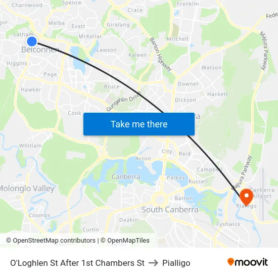 O'Loghlen St After 1st Chambers St to Pialligo map