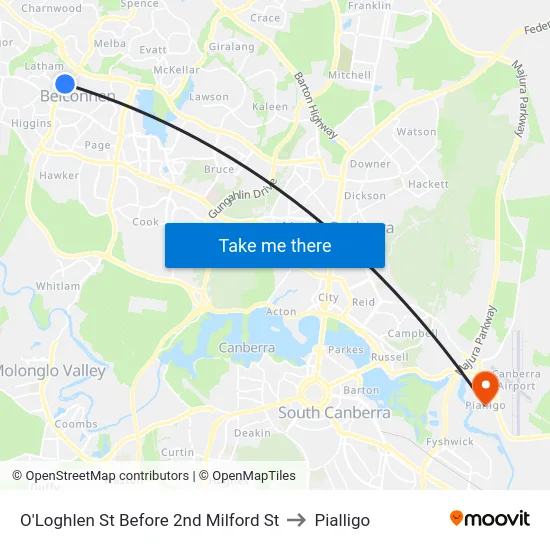 O'Loghlen St Before 2nd Milford St to Pialligo map