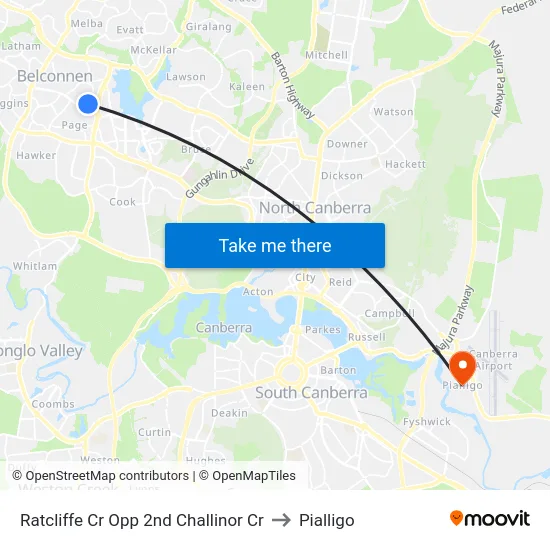 Ratcliffe Cr Opp 2nd Challinor Cr to Pialligo map