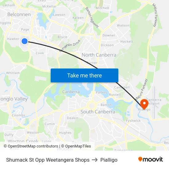 Shumack St Opp Weetangera Shops to Pialligo map