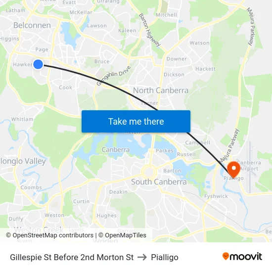 Gillespie St Before 2nd Morton St to Pialligo map