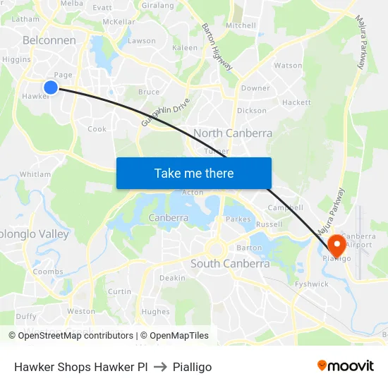 Hawker Shops Hawker Pl to Pialligo map
