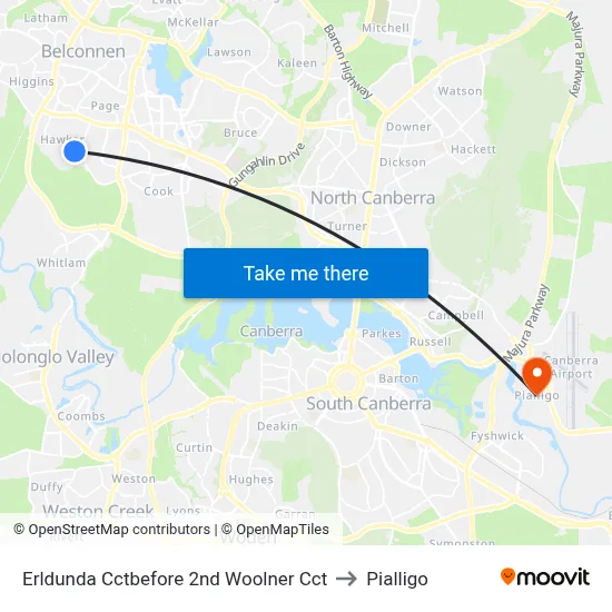 Erldunda Cctbefore 2nd Woolner Cct to Pialligo map