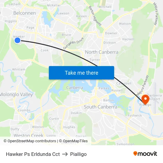 Hawker Ps Erldunda Cct to Pialligo map