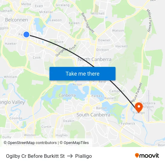 Ogilby Cr Before Burkitt St to Pialligo map