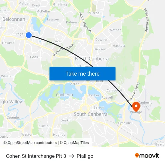 Cohen St Interchange Plt 3 to Pialligo map