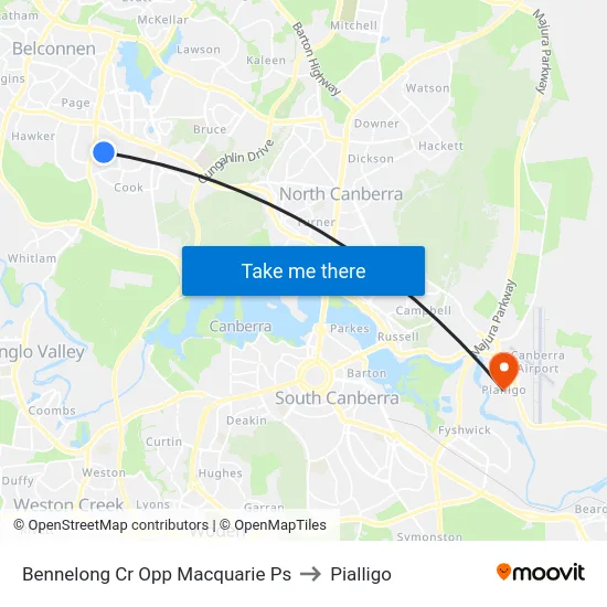 Bennelong Cr Opp Macquarie Ps to Pialligo map