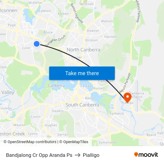 Bandjalong Cr Opp Aranda Ps to Pialligo map