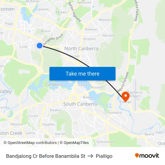 Bandjalong Cr Before Banambila St to Pialligo map