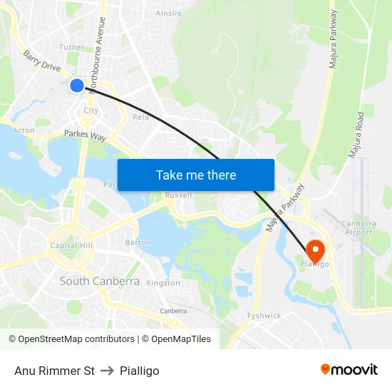 Anu Rimmer St to Pialligo map