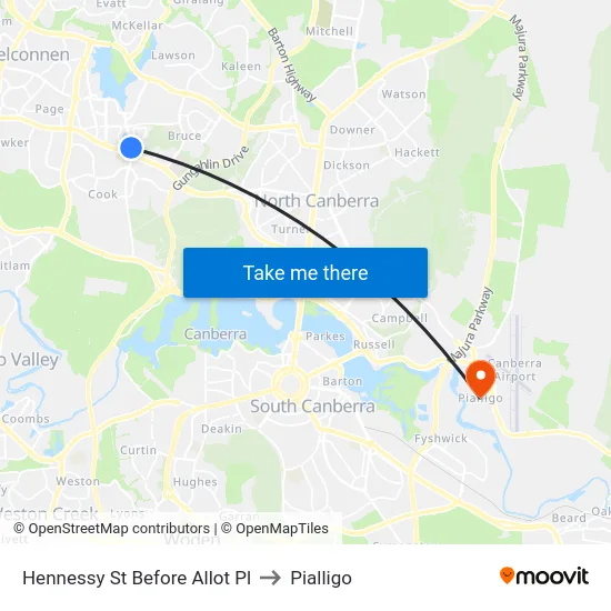 Hennessy St Before Allot Pl to Pialligo map