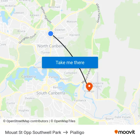 Mouat St Opp Southwell Park to Pialligo map