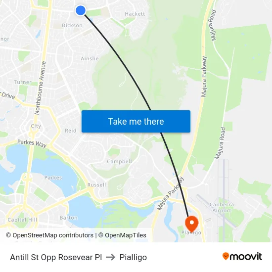 Antill St Opp Rosevear Pl to Pialligo map