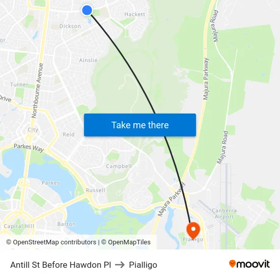 Antill St Before Hawdon Pl to Pialligo map