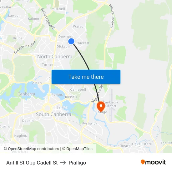 Antill St Opp Cadell St to Pialligo map