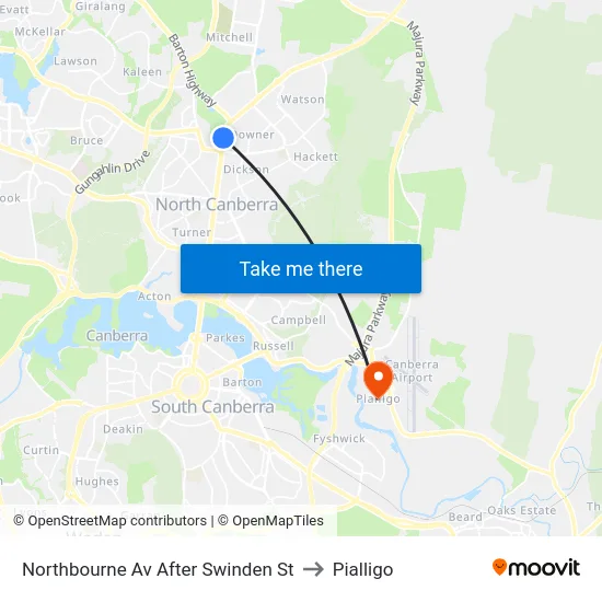 Northbourne Av After Swinden St to Pialligo map