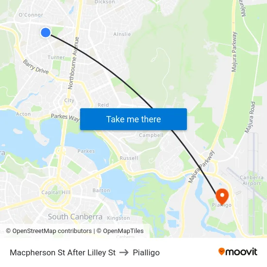 Macpherson St After Lilley St to Pialligo map