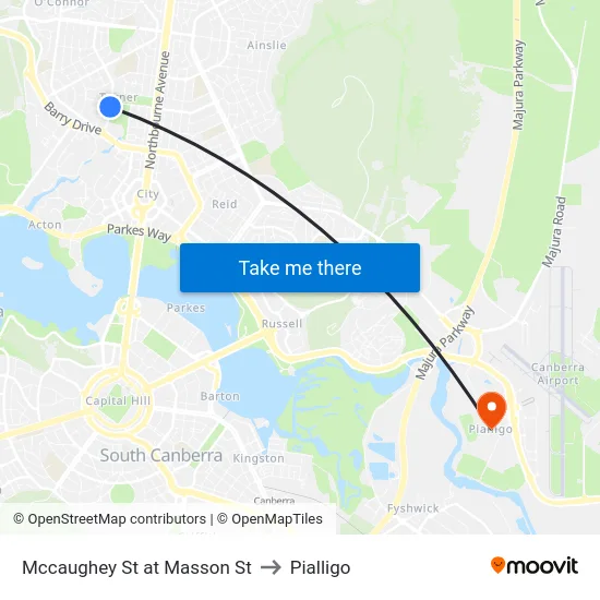 Mccaughey St at Masson St to Pialligo map