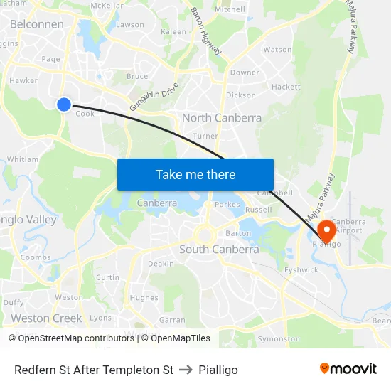 Redfern St After Templeton St to Pialligo map