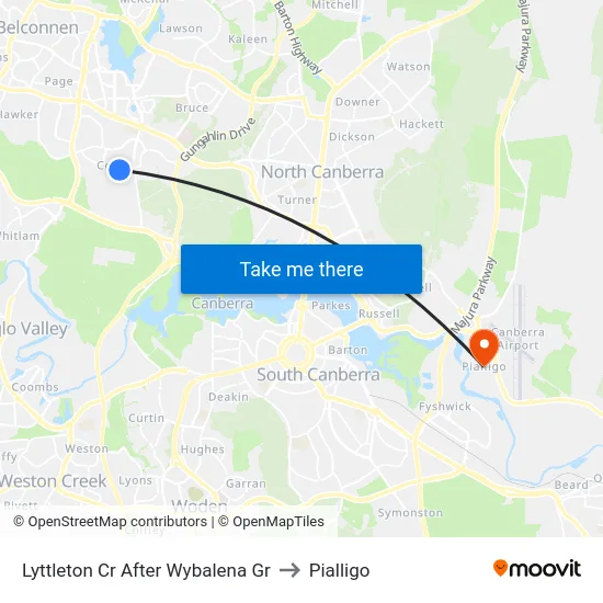 Lyttleton Cr After Wybalena Gr to Pialligo map