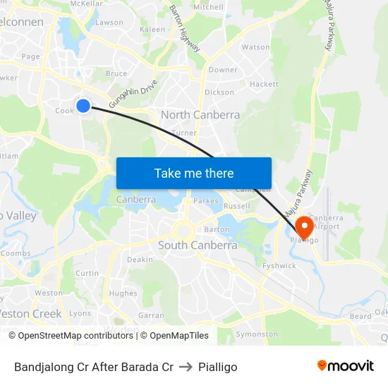 Bandjalong Cr After Barada Cr to Pialligo map