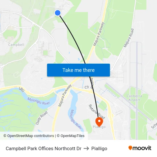 Campbell Park Offices Northcott Dr to Pialligo map